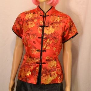 Robbie Bee Petite ASIAN floral design blouse 14P